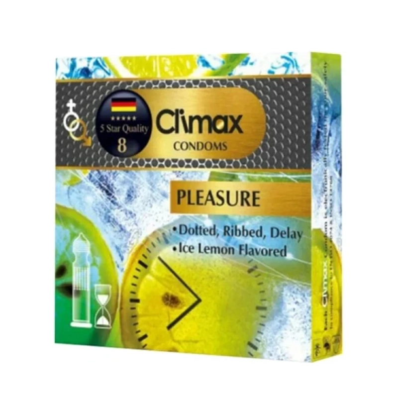 2352-1-1 کاندوم تاخیری خاردار و شیاردار کلایمکس مدل Pleasure بسته 3 عددی - تصویر 1