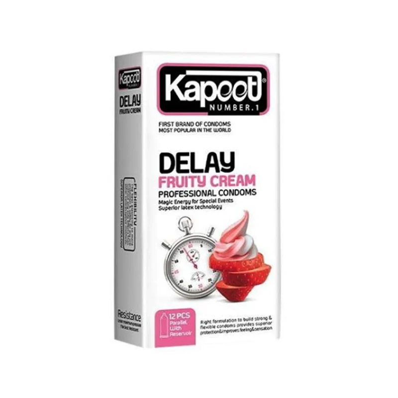 Kapoot-Condoms-Delay-Fruity-Cream-12pcs-4428 کاندوم دیلی فروتی کاپوت مدل Kapoot Delay Fruity Cream بسته 12 عددی - تصویر 1