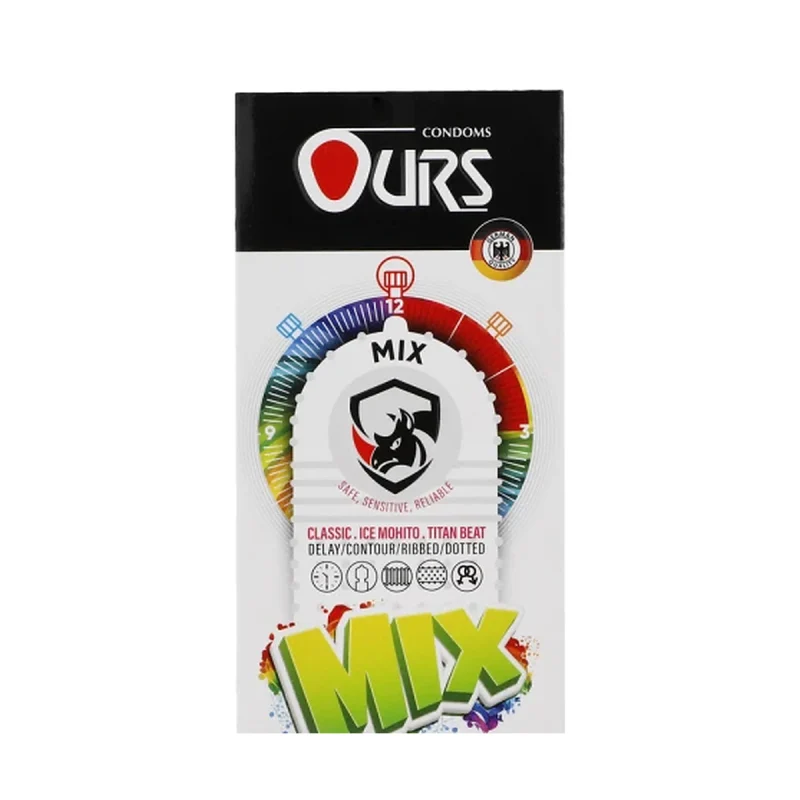 condom-05-mix کاندوم اورس مدل میکس بسته 12 عددی - تصویر 1