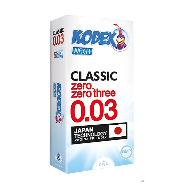 kodex-condom-04-classic-003 کاندوم کدکس مدل فوق العاده نازک کلاسیک 0.03 بسته 12 عددی - تصویر 1