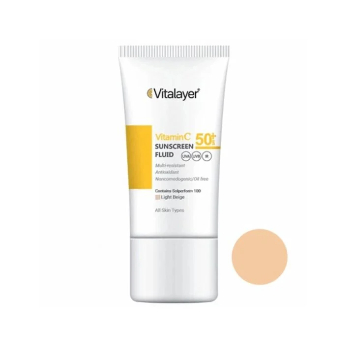 ضدآفتاب فلوئید ویتالایر لایت بژ حاوی ویتامین C حجم 50ml