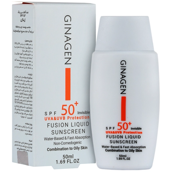 16382320523202511111 لیکوئید ضد آفتاب بی رنگ چرب ژیناژن SPF50 حجم 50 میل - تصویر 1