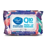 دستمال مرطوب پاک کننده آرایش و ضد جوش Q10 Plus دافی 50 عددی طرح گل دربدار - تصویر 3