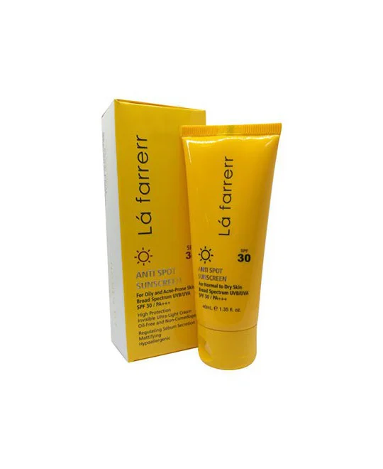 3057-thickbox_default-Lafarrerr-Anti-Spot-Sunscreen-For-Oily-Skin-SPF30-Cream-40ml کرم ضد آفتاب و ضد لک لافارر SPF 30 حجم 40ml "بی رنگ پوست چرب و مستعد آکنه" - تصویر 1