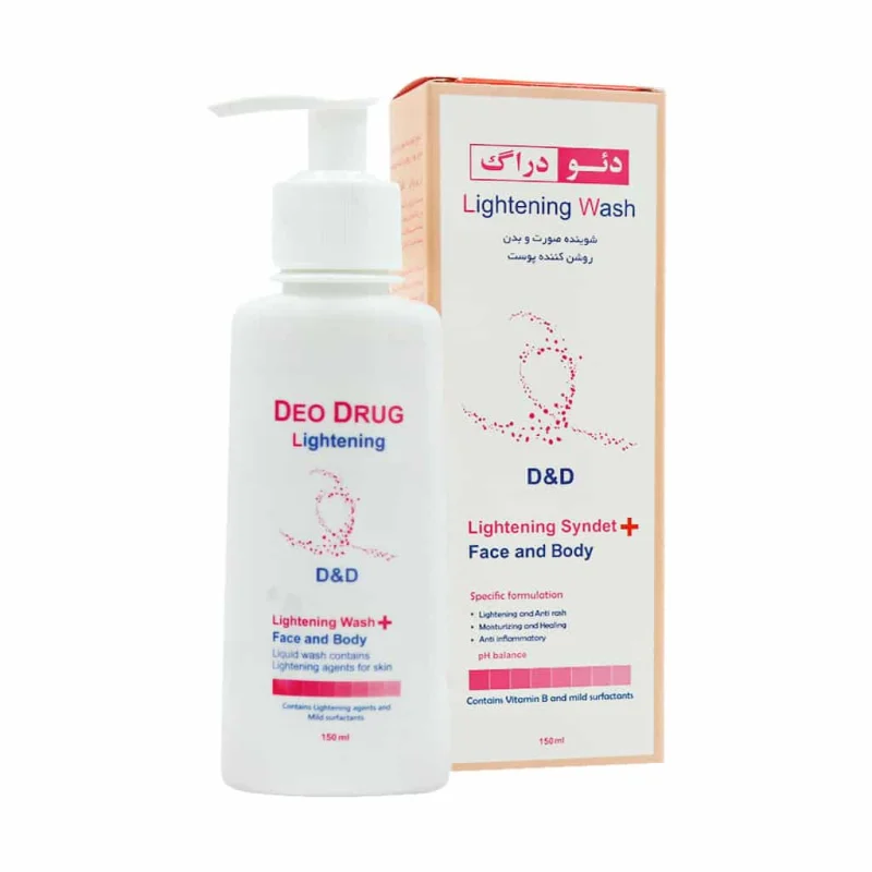 Deo-Drug-Lightening-Wash-Liquid-150 مایع شوینده روشن کننده صورت و بدن دئودراگ حجم 150 میل - تصویر 1