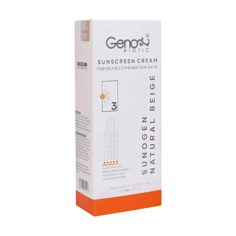 Geno-Biotic-SunoGen-Sunscreen-Cream-SPF-50 ضد آفتاب SPF50 ژنوبایوتیک پوست چرب - تصویر 1