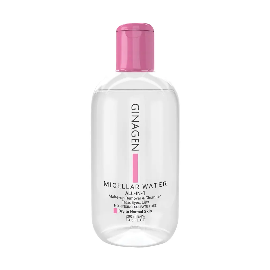 Ginagen-Micellar-Water-For-Dry-Skin-200-ml محلول پاک کننده آرایش ژیناژن مناسب پوست خشک حجم 200 میل - تصویر 1