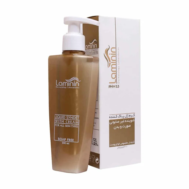 Laminin-Liquid-Syndet-With-Cream-For-All-Skin-200-ml کرم ژل پاک کننده کرمدار لامینین مناسب انواع پوست حجم 200ml - تصویر 1