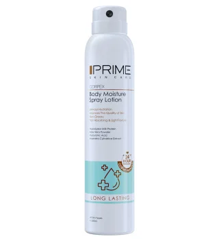 Prime-Body-Moisture-Spray-Lotion-200ml-Khanoumi-202382992233296 اسپری لوسیون آبرسان بدن پرایم حجم 200 میل - تصویر 1