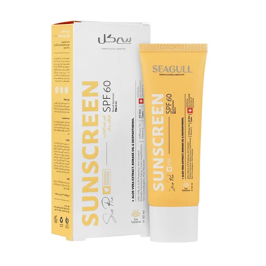سي-گل-ضدآفتاب-spf60-فاقد-رنگ کرم ضد آفتاب SPF60 بی رنگ سی گل 50 میل - تصویر 1